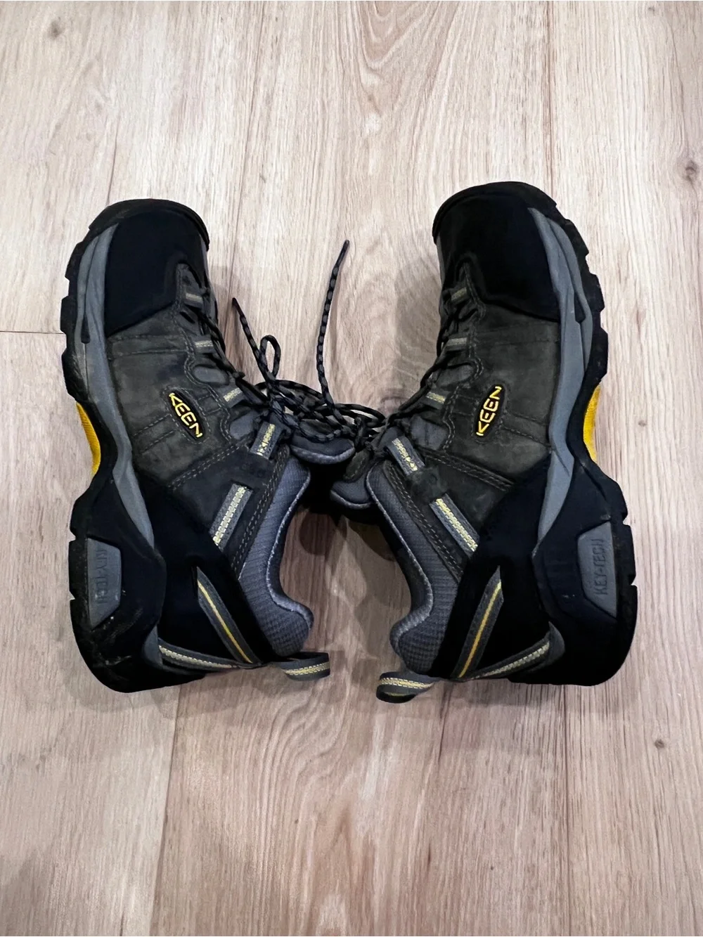 Keen Black & Gray Trail Shoes with Yellow Accents